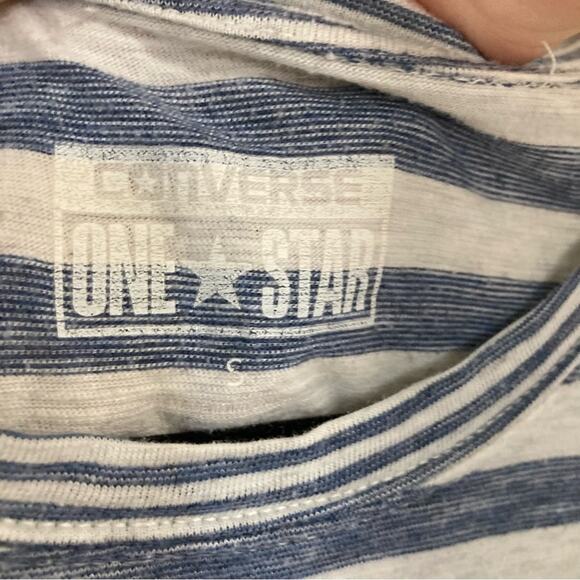 Converse off-white & blue striped pocket tee size S skater girl beachy coastal - Picture 3 of 6